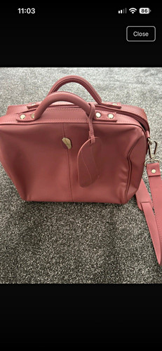 Pink leather small satchel - small,